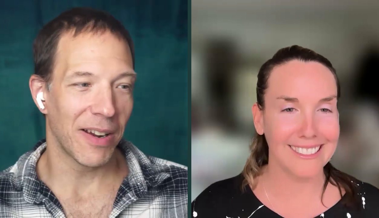 Jason Lange and Melanie Curtin teaching the Flirting Masterclass on Zoom